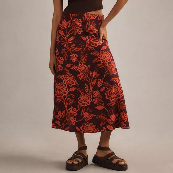 FARM Rio Satin-Slip Midi Skirt,All Products : American Fashion Style Bags On Sale